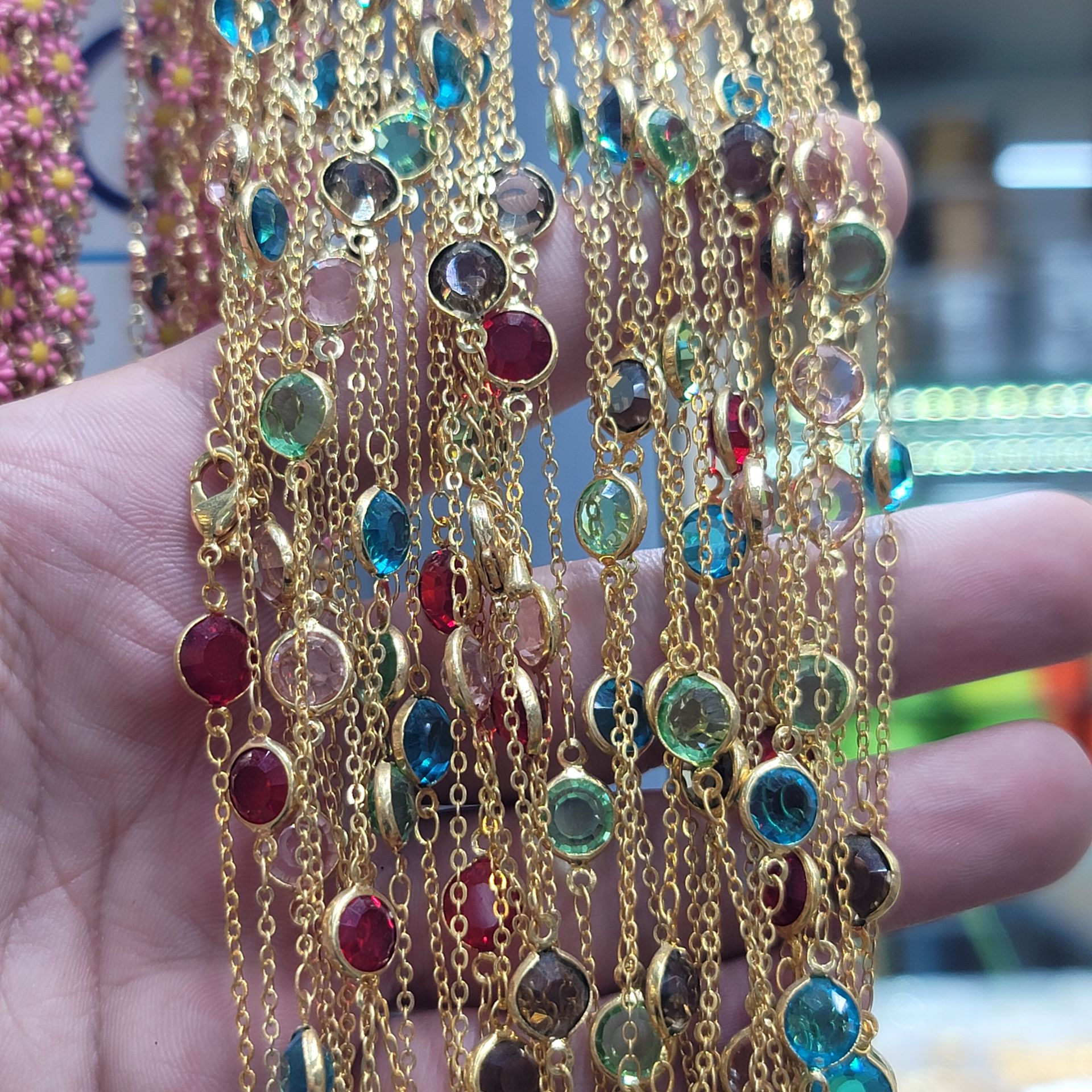 Altın Kaplama Boncuklu Zincir 1 Metre