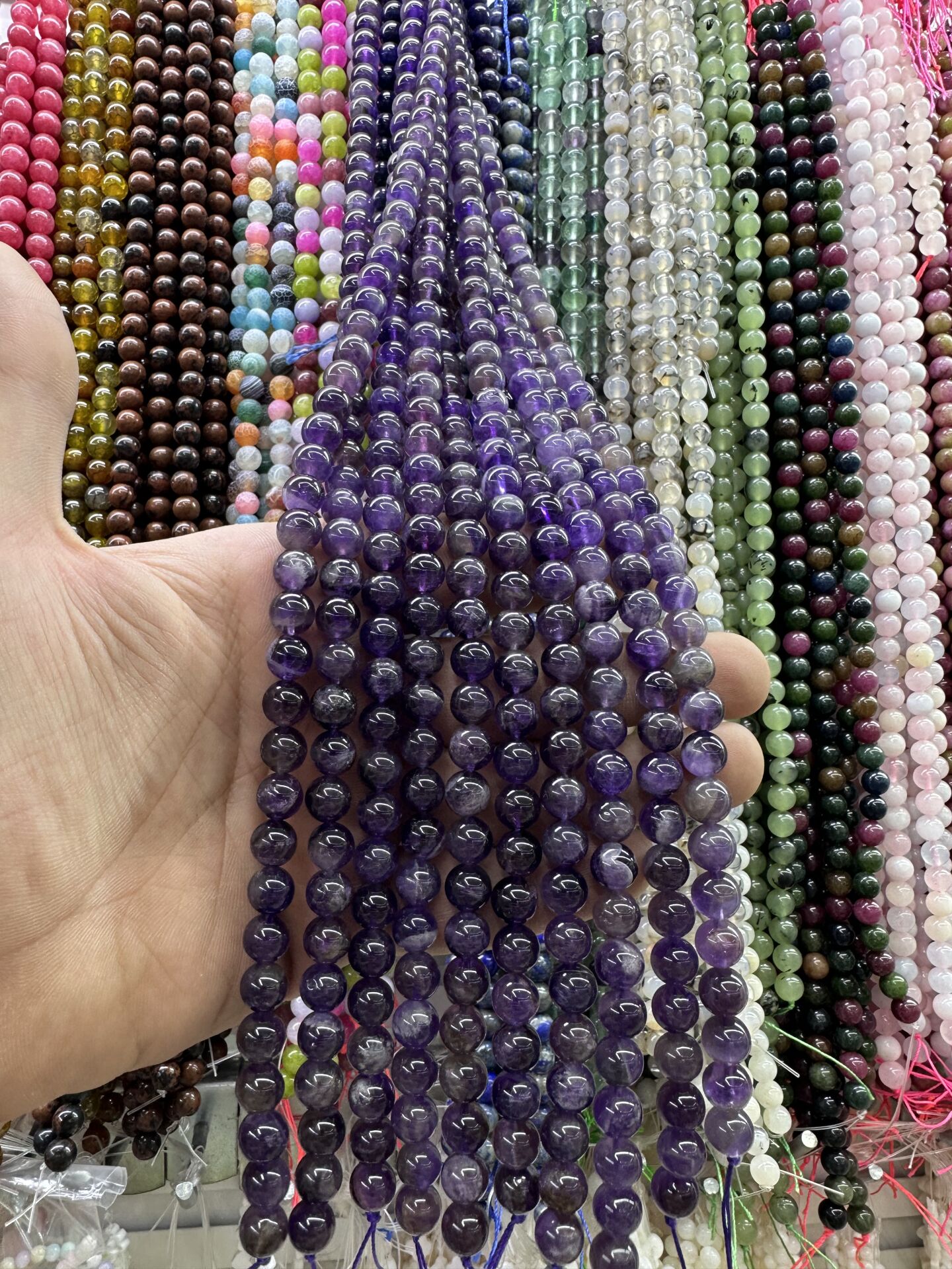 8MM DOĞAL TAŞ DİZİDE 44-50 ADET ORT AMETİST