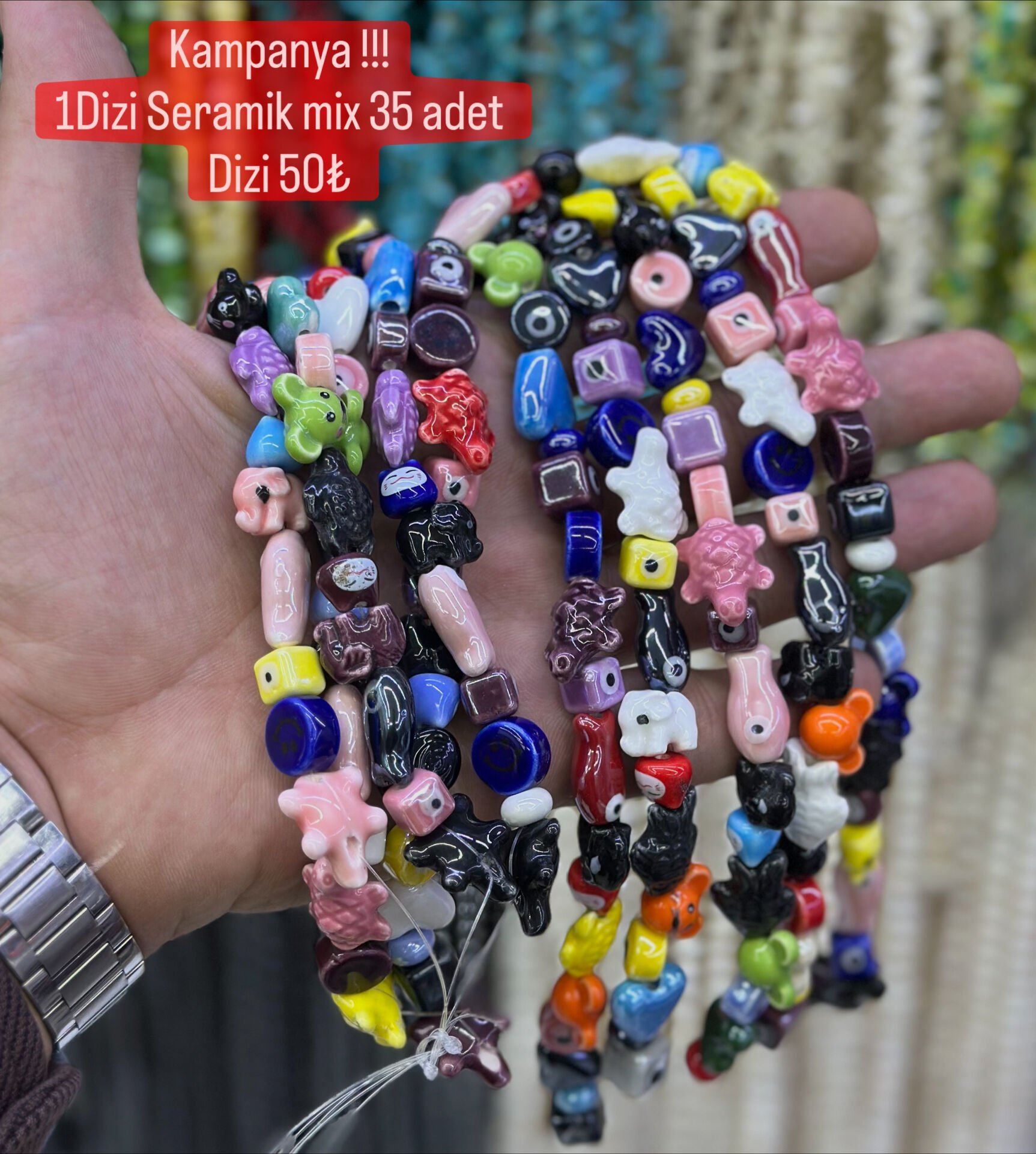 Seramik Boncuk 1 Dizi 35 Adet Mix