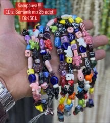 Seramik Boncuk 1 Dizi 35 Adet Mix