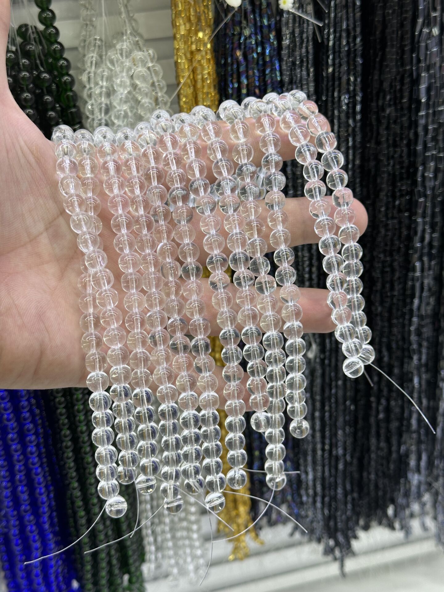 8MM CAM BONCUK ŞEFFAF DİZİDE 45 ADET