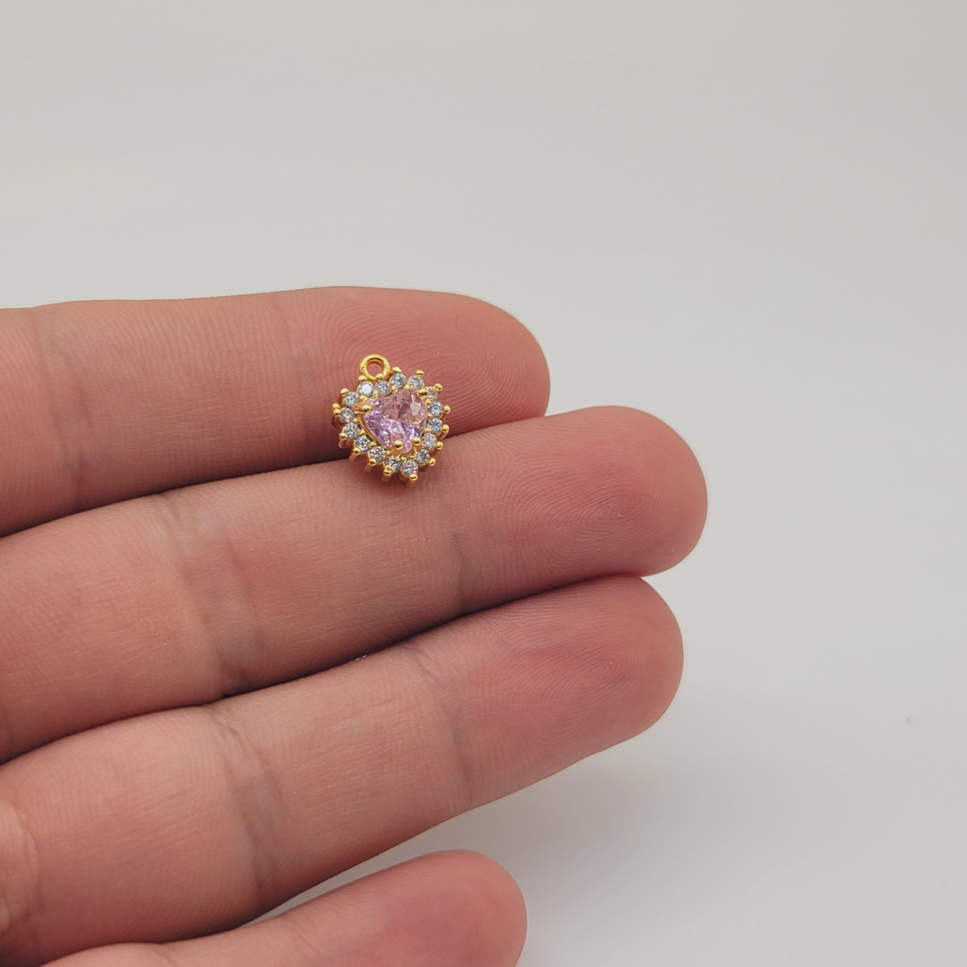 Altın Kap. Zirkon Taşlı Pembe Kalp