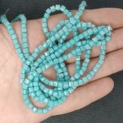 4MM Turkuaz Janjan Küp Kristal Dizide 100 Adet