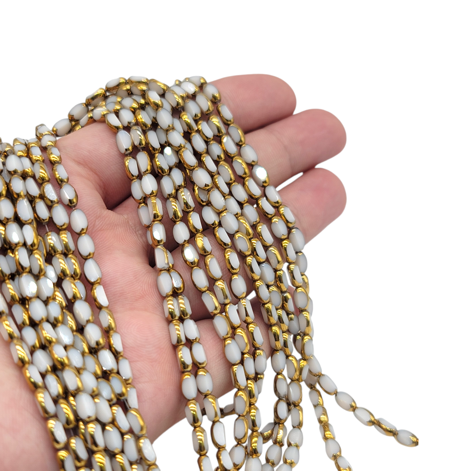 Çek Camı Boncuk Dizide 50 adet 8x3mm Beyaz