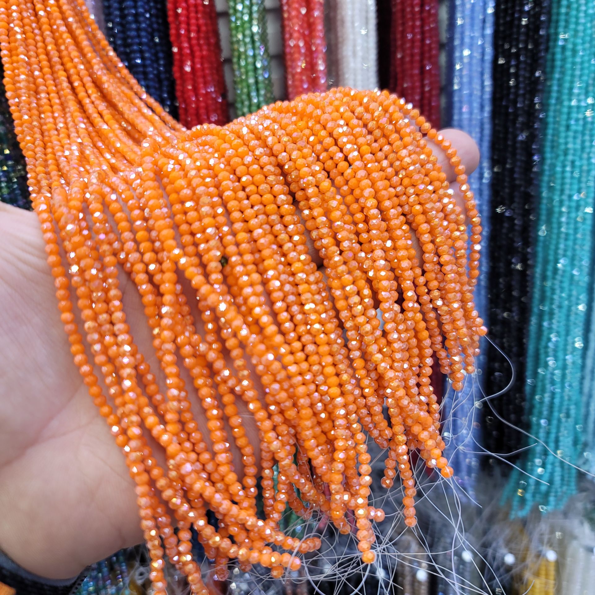 3MM Basık Mat Kristal Dizide 120-130 Adet Turuncu