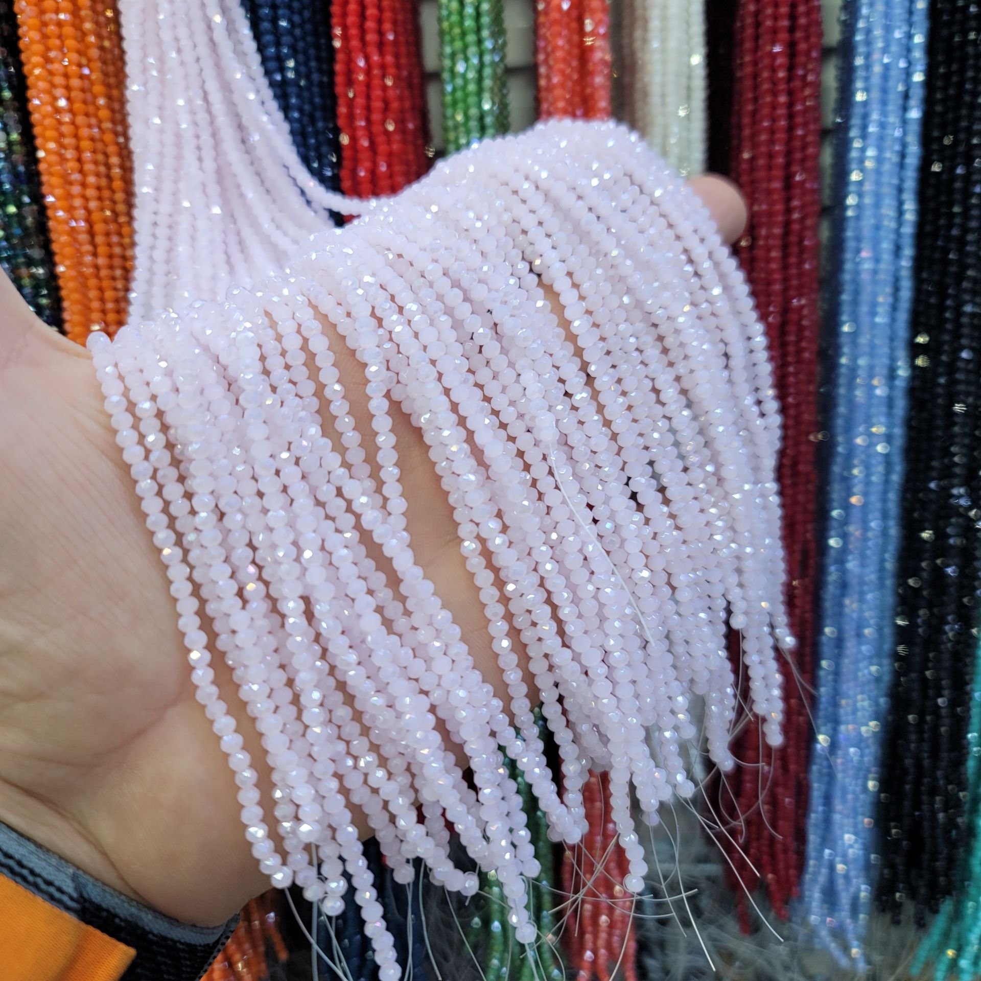 3MM Basık Mat Kristal Dizide 120-130 Adet Pembe