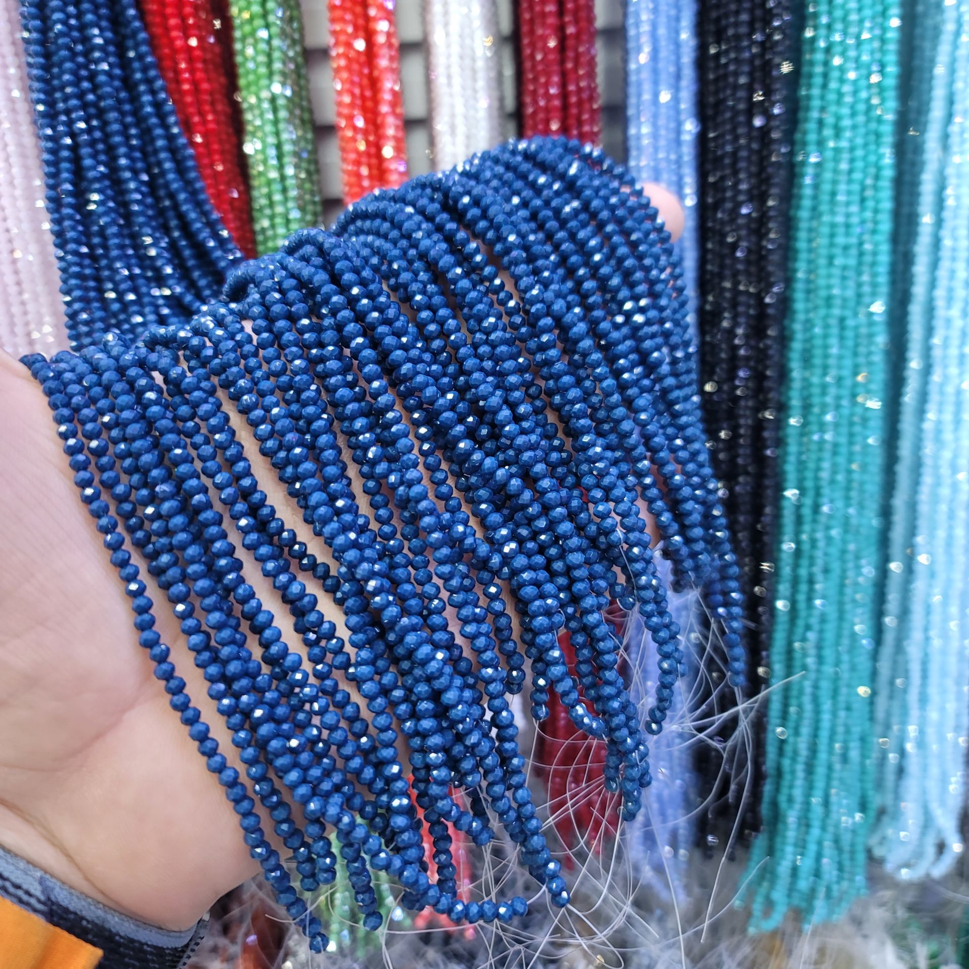 3MM Basık Mat Kristal Dizide 120-130 Adet Lacivert