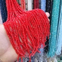 3MM Basık Mat Kristal Dizide 120-130 Adet Kırmızı