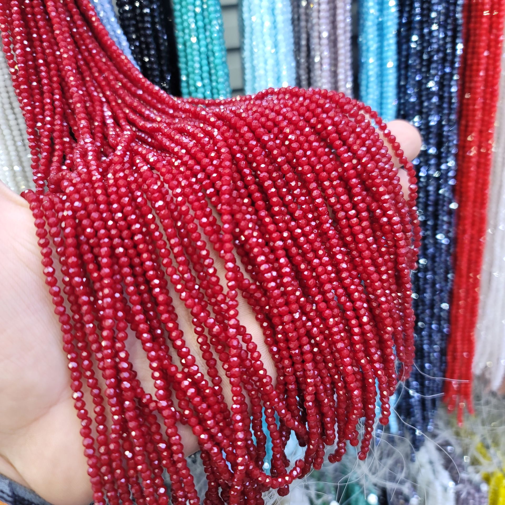 3MM Basık Mat Kristal Dizide 120-130 Adet Bordo