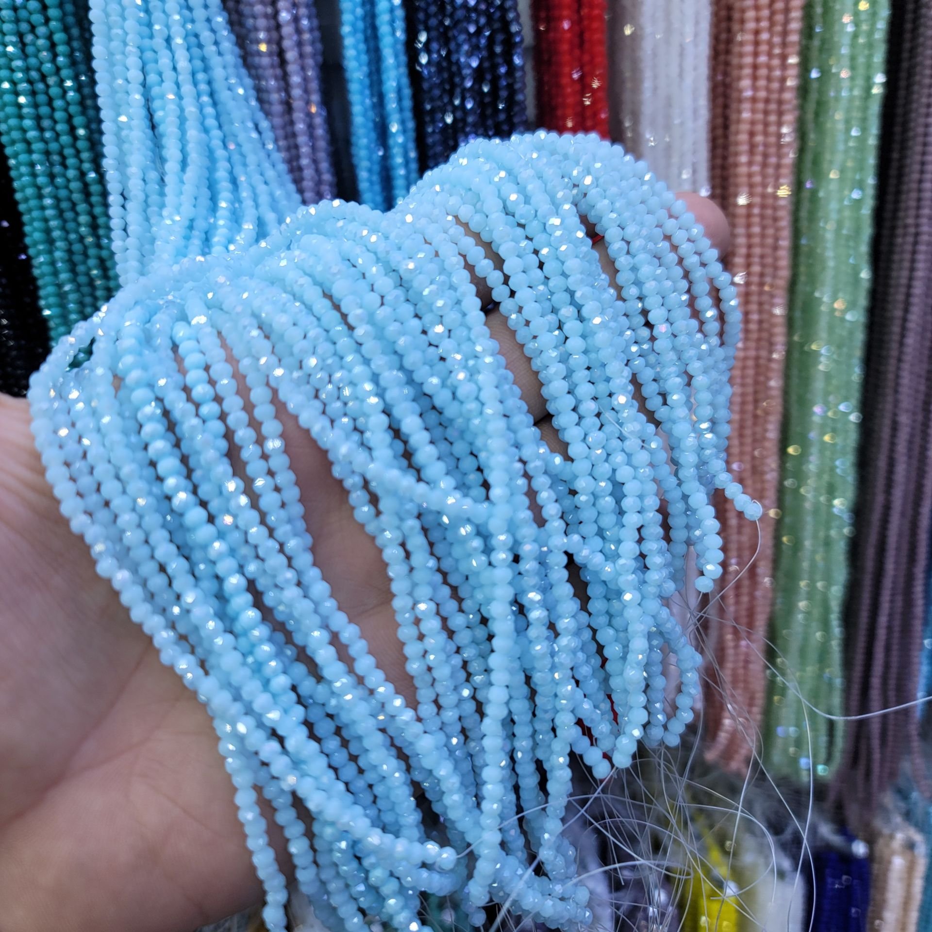 3MM Basık Mat Kristal Dizide 120-130 Adet Mavi