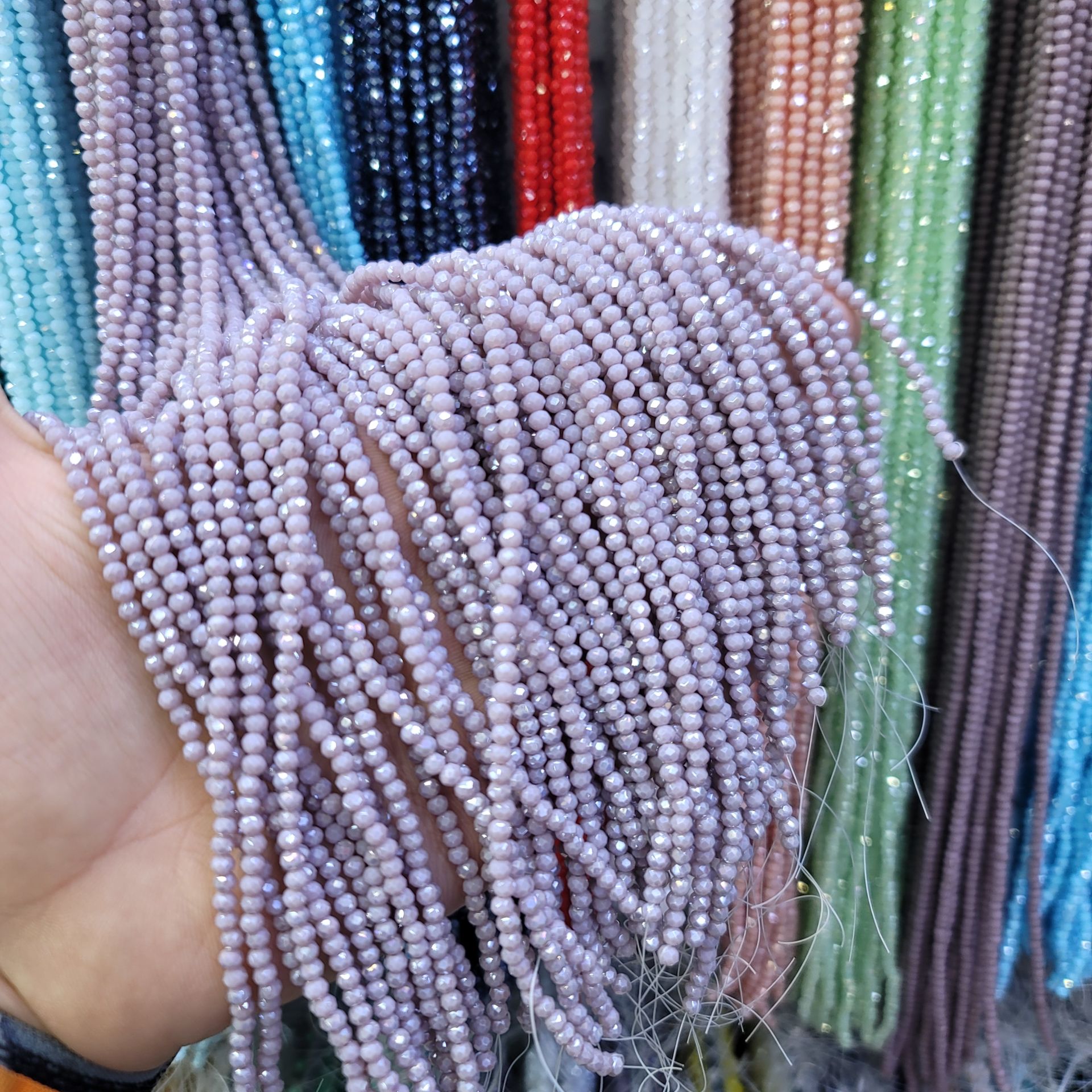 3MM Basık Mat Kristal Dizide 120-130 Adet Lila