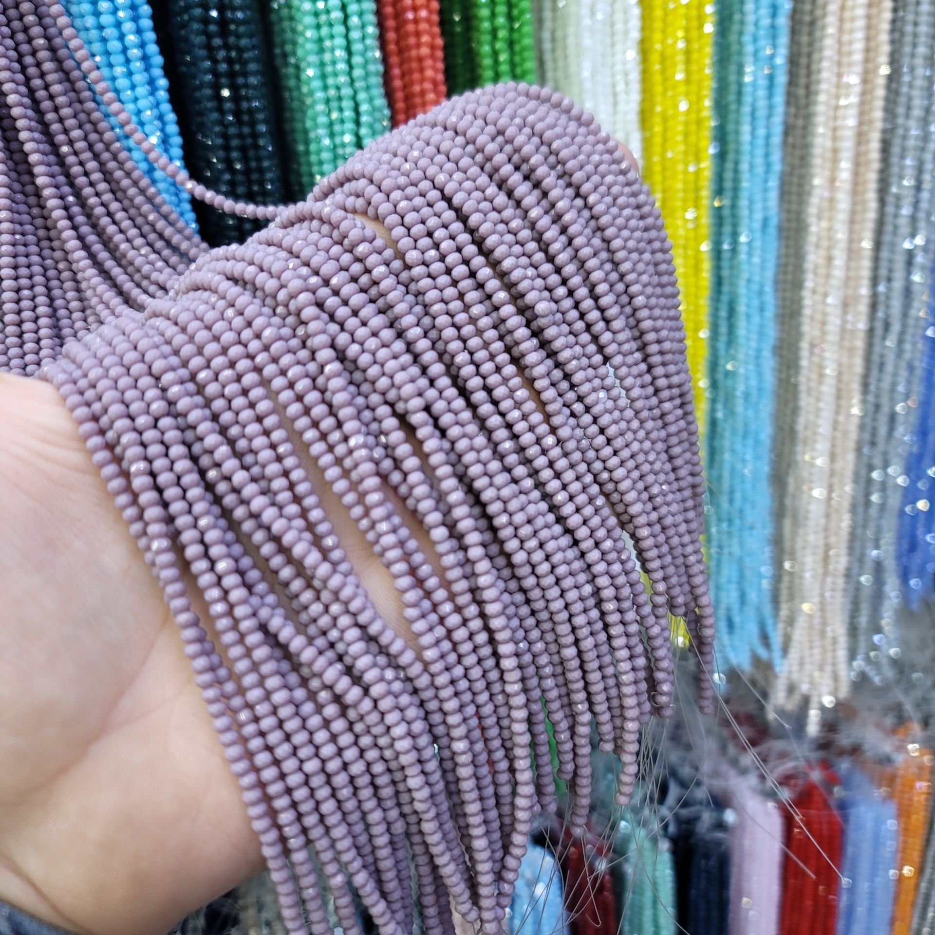 3MM Basık Mat Kristal Dizide 120-130 Adet Mor