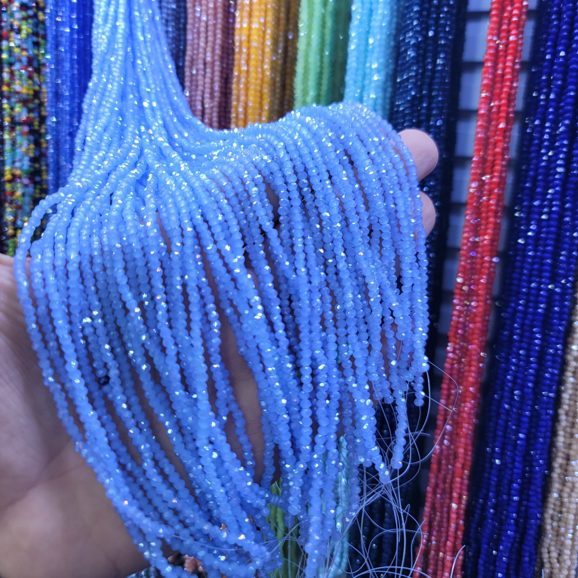 2MM Basık Mat Kristal Dizide 120-140 Adet Mavi