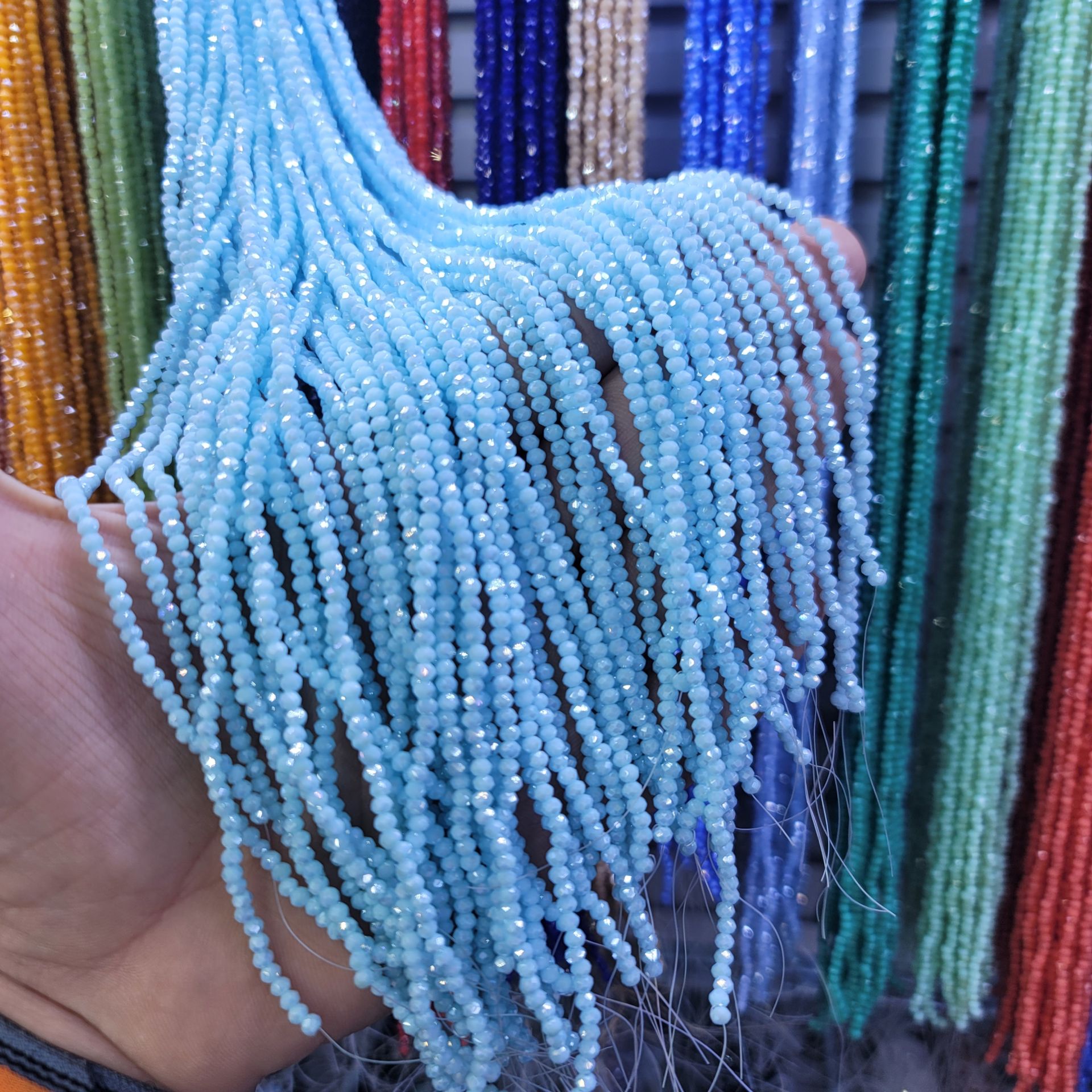 2MM Basık Mat Kristal Dizide 120-140 Adet Mavi