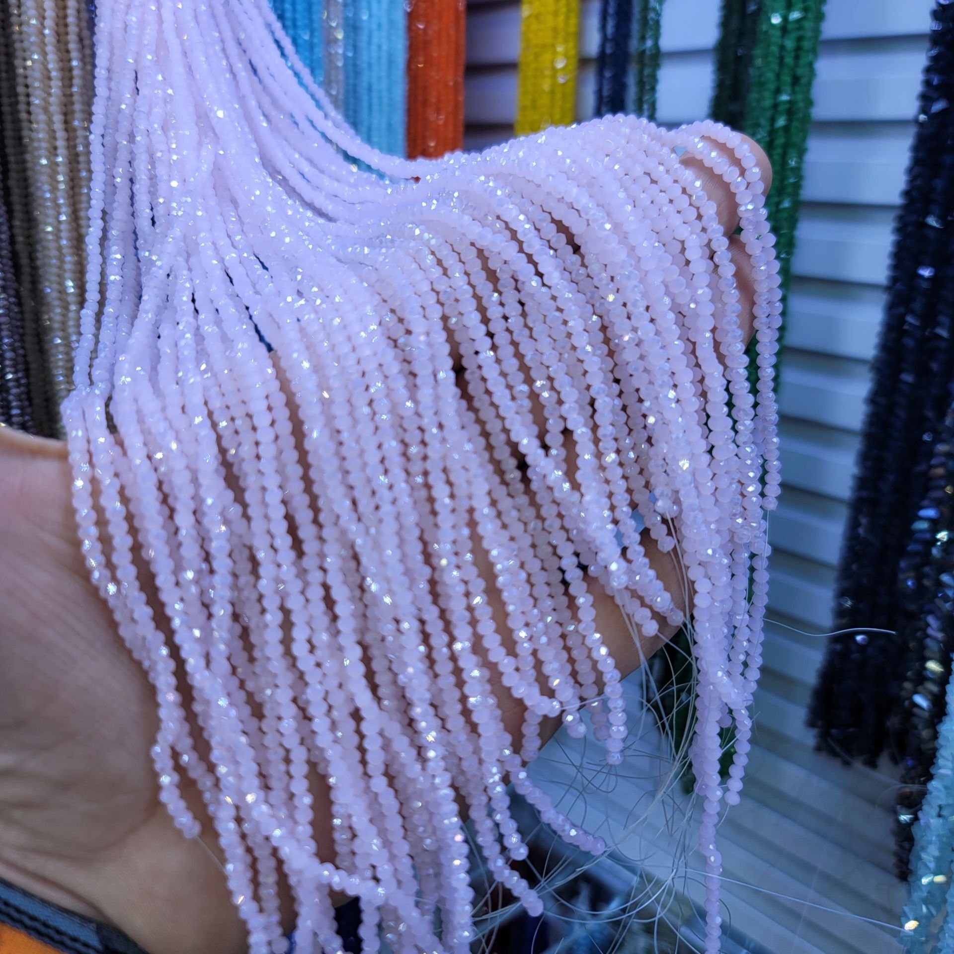 2MM Basık Mat Kristal Dizide 120-140 Adet Pembe