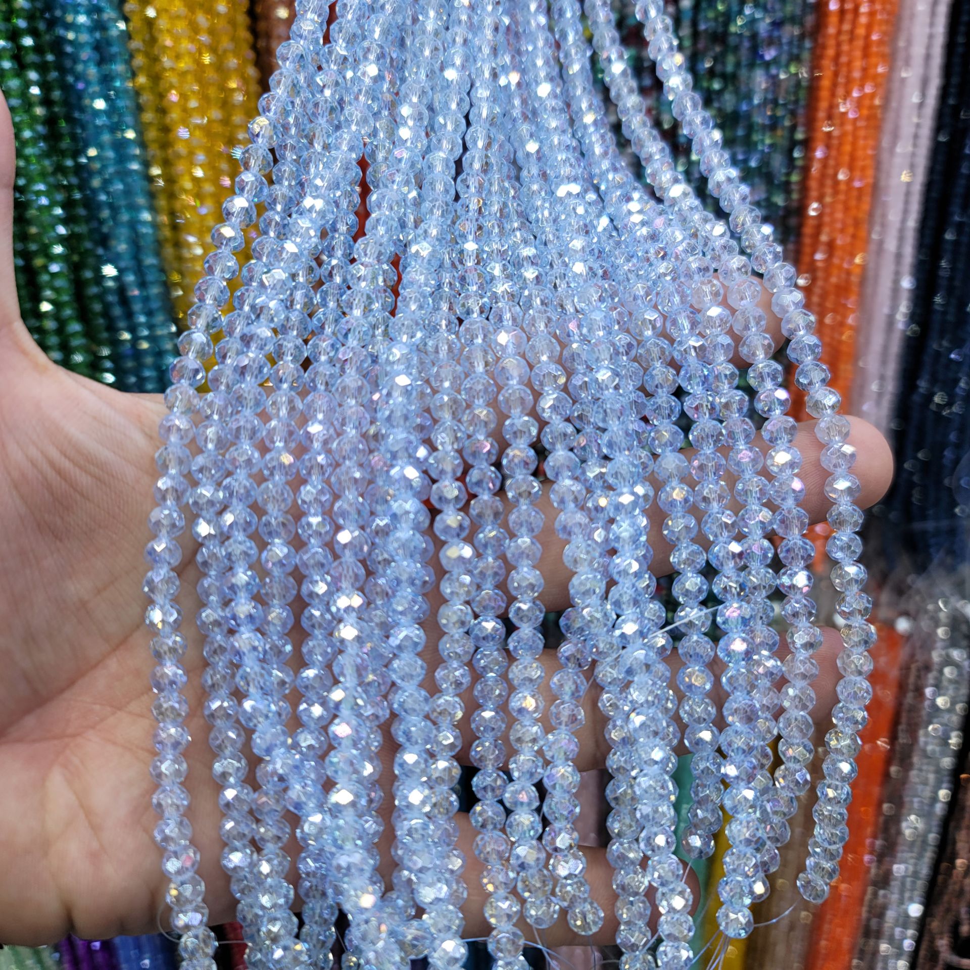 6MM Basık Kristal Dizide 85-100 Adet Mavi