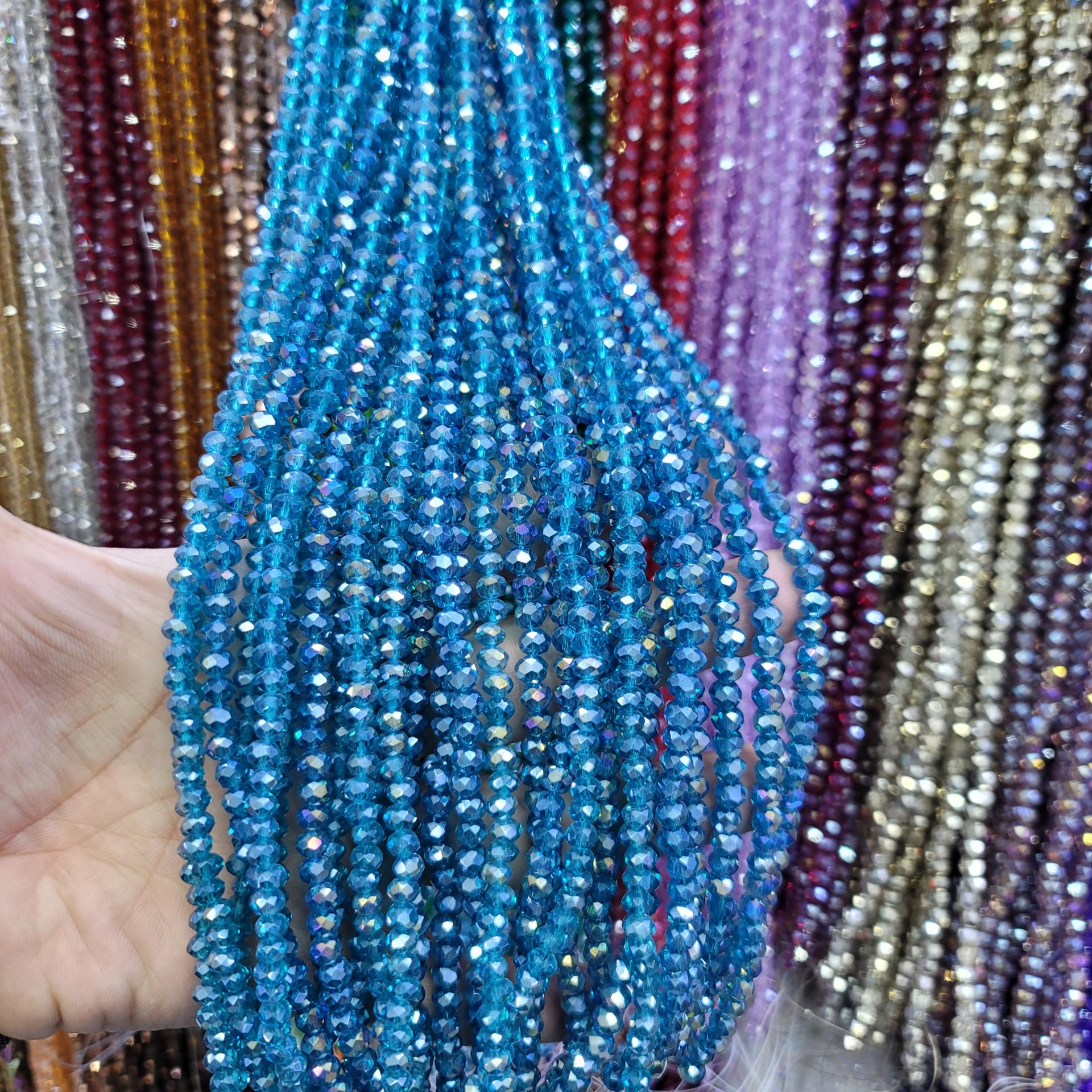 6MM Basık Kristal Dizide 85-100 Adet Mavi