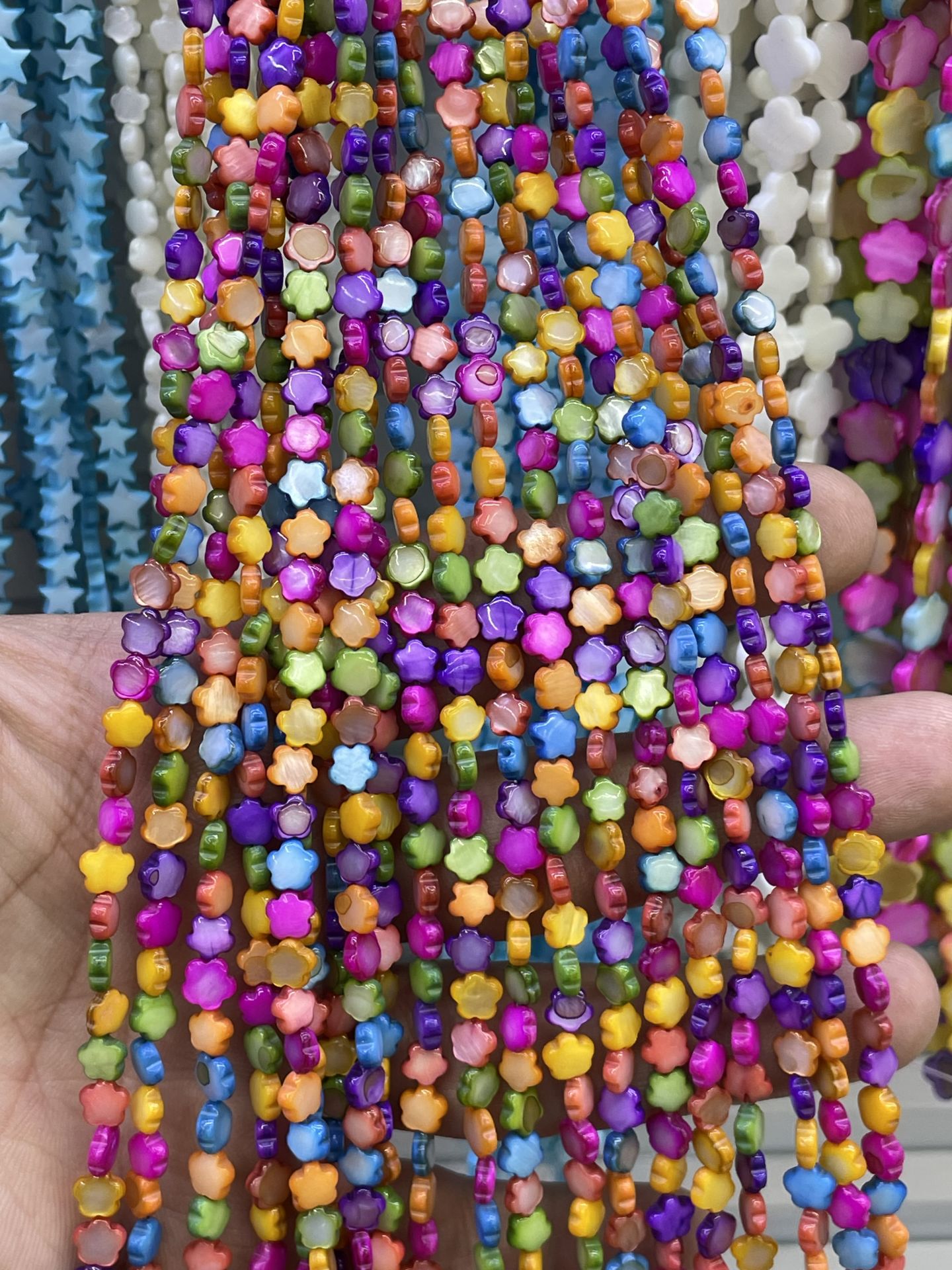 Parlak Renkli Sedef Dizi 35-40 CM 6mm yonca