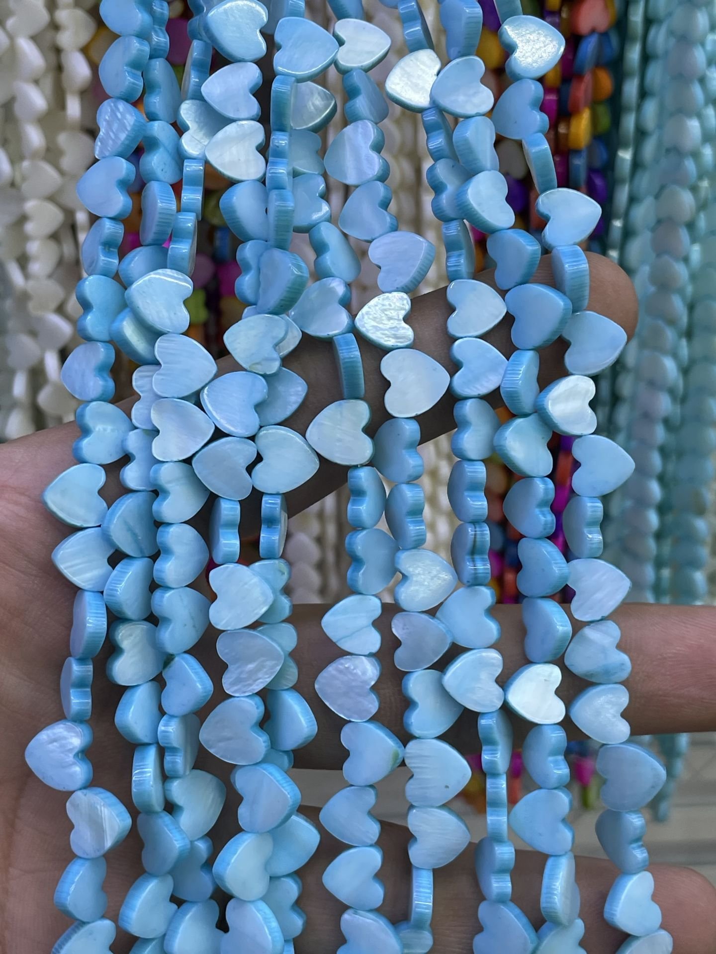 Parlak Renkli Sedef Dizi 35-40 CM 10mm kalp