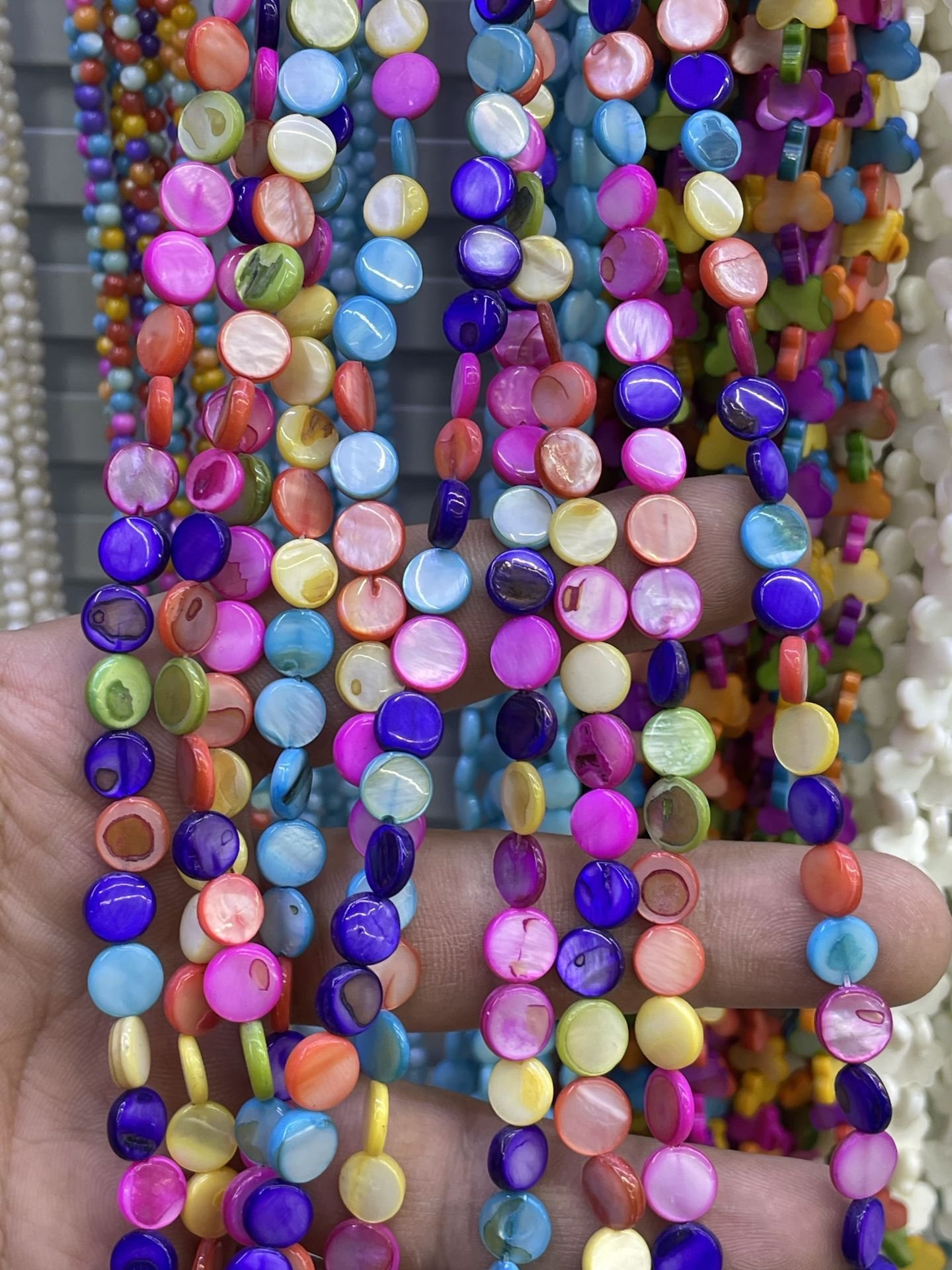 Parlak Renkli Sedef Dizi 35-40 CM 8mm yuvarlak